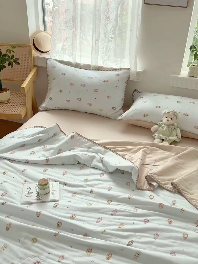 91家纺网 家纺一手货源 找家纺 雯雨家纺 2026新款全棉双层纱新疆棉花夏被空调被被子被芯 布精灵