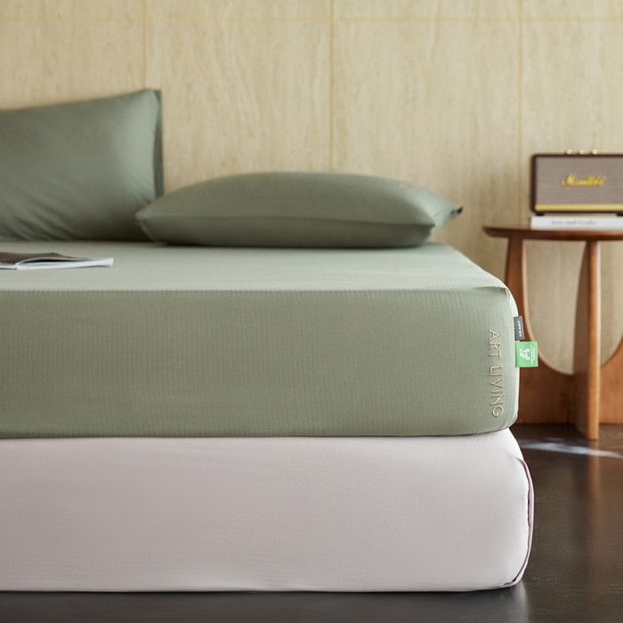 91家纺网 家纺一手货源 找家纺 卡姿家纺 2026春夏全棉人字纹小提花单品-床笠三件套 床笠-韩绿