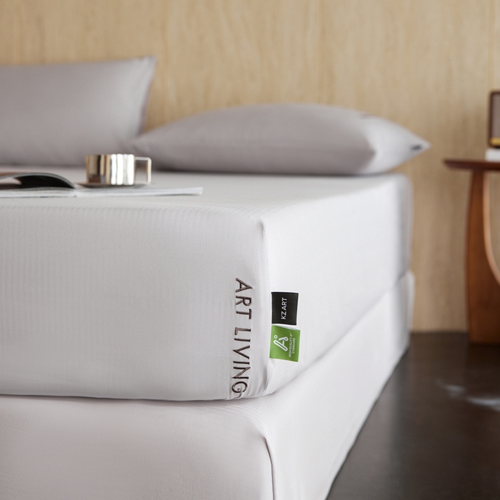 91家纺网 家纺一手货源 找家纺 卡姿家纺 2026春夏全棉人字纹小提花单品-床笠三件套 床笠-经典灰