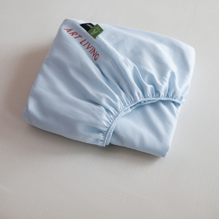 91家纺网 家纺一手货源 找家纺 卡姿家纺 2026春夏全棉人字纹小提花单品-床笠三件套 床笠-浅蓝