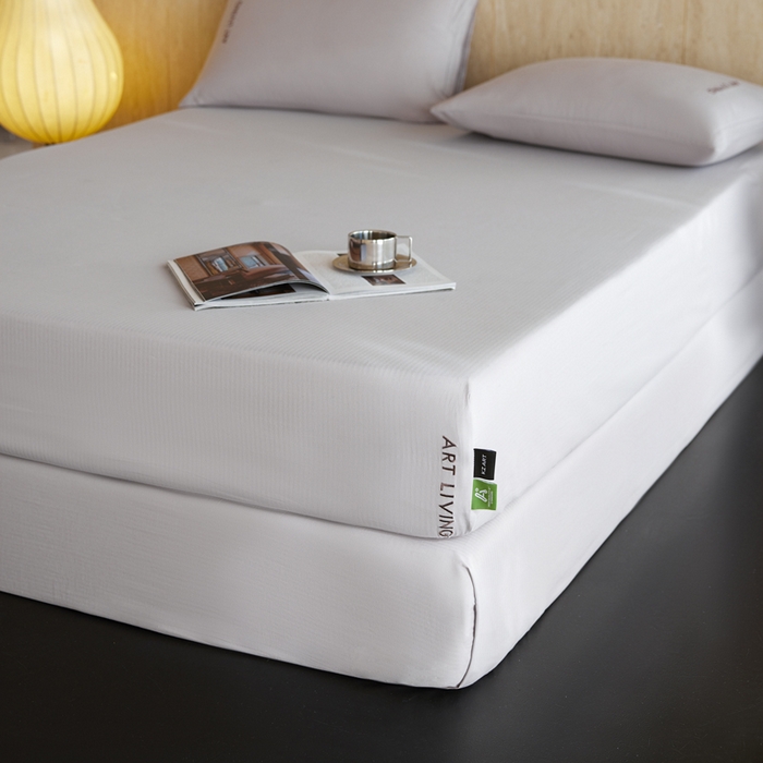 91家纺网 家纺一手货源 找家纺 卡姿家纺 2026春夏全棉人字纹小提花单品-床笠三件套 床笠-经典灰