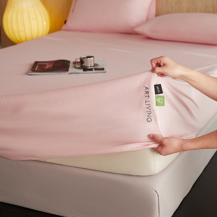 91家纺网 家纺一手货源 找家纺 卡姿家纺 2026春夏全棉人字纹小提花单品-床笠三件套 床笠-山茶粉