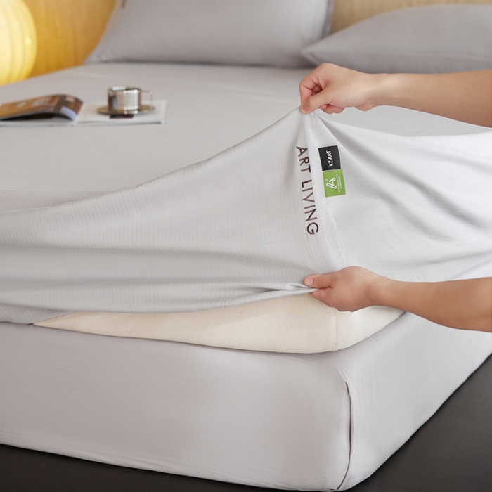 91家纺网 家纺一手货源 找家纺 卡姿家纺 2026春夏全棉人字纹小提花单品-床笠三件套 床笠-经典灰