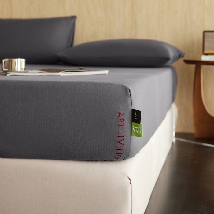 91家纺网 家纺一手货源 找家纺 卡姿家纺 2026春夏全棉人字纹小提花单品-床笠三件套 床笠-炭灰