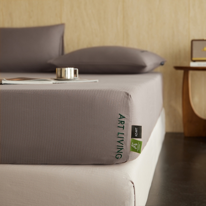 91家纺网 家纺一手货源 找家纺 卡姿家纺 2026春夏全棉人字纹小提花单品-床笠三件套 床笠-浅咖