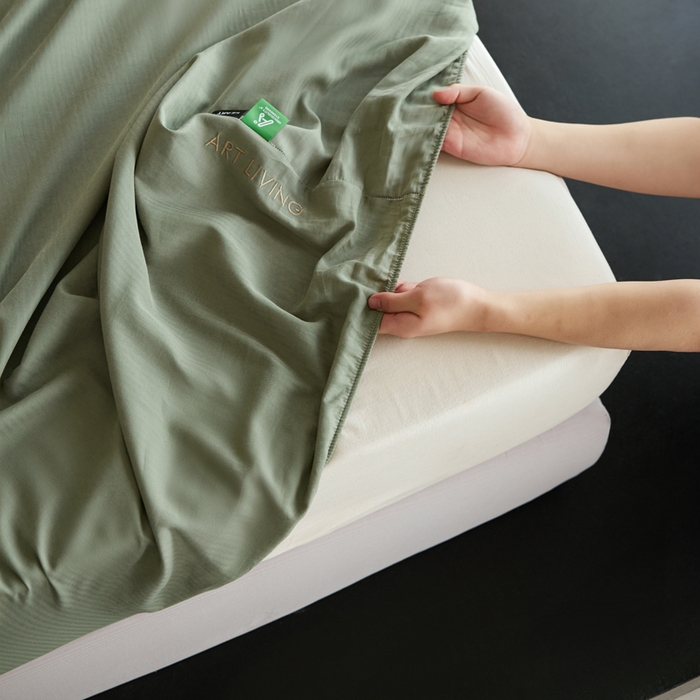 91家纺网 家纺一手货源 找家纺 卡姿家纺 2026春夏全棉人字纹小提花单品-床笠三件套 床笠-韩绿