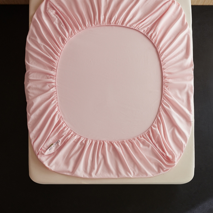 91家纺网 家纺一手货源 找家纺 卡姿家纺 2026春夏全棉人字纹小提花单品-床笠三件套 床笠-山茶粉