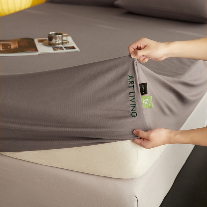 91家纺网 家纺一手货源 找家纺 卡姿家纺 2026春夏全棉人字纹小提花单品-床笠三件套 床笠-浅咖