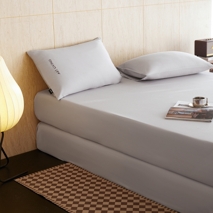 91家纺网 家纺一手货源 找家纺 卡姿家纺 2026春夏全棉人字纹小提花单品-床笠三件套 床笠-经典灰