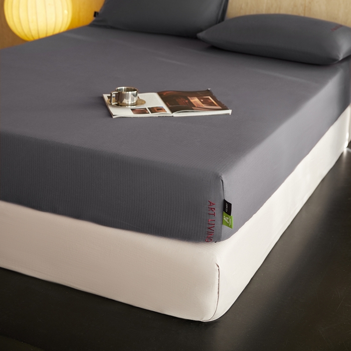 91家纺网 家纺一手货源 找家纺 卡姿家纺 2026春夏全棉人字纹小提花单品-床笠三件套 床笠-炭灰