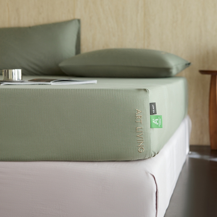 91家纺网 家纺一手货源 找家纺 卡姿家纺 2026春夏全棉人字纹小提花单品-床笠三件套 床笠-韩绿