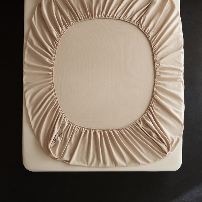 91家纺网 家纺一手货源 找家纺 卡姿家纺 2026春夏全棉人字纹小提花单品-床笠三件套 床笠-米色