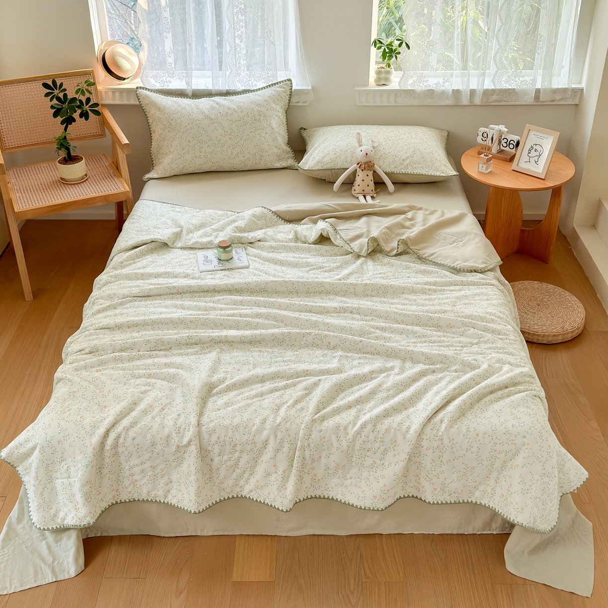 91家纺网 家纺一手货源 找家纺 雯雨家纺 2026新款全棉双层纱新疆棉花夏被空调被被子被芯 风晚