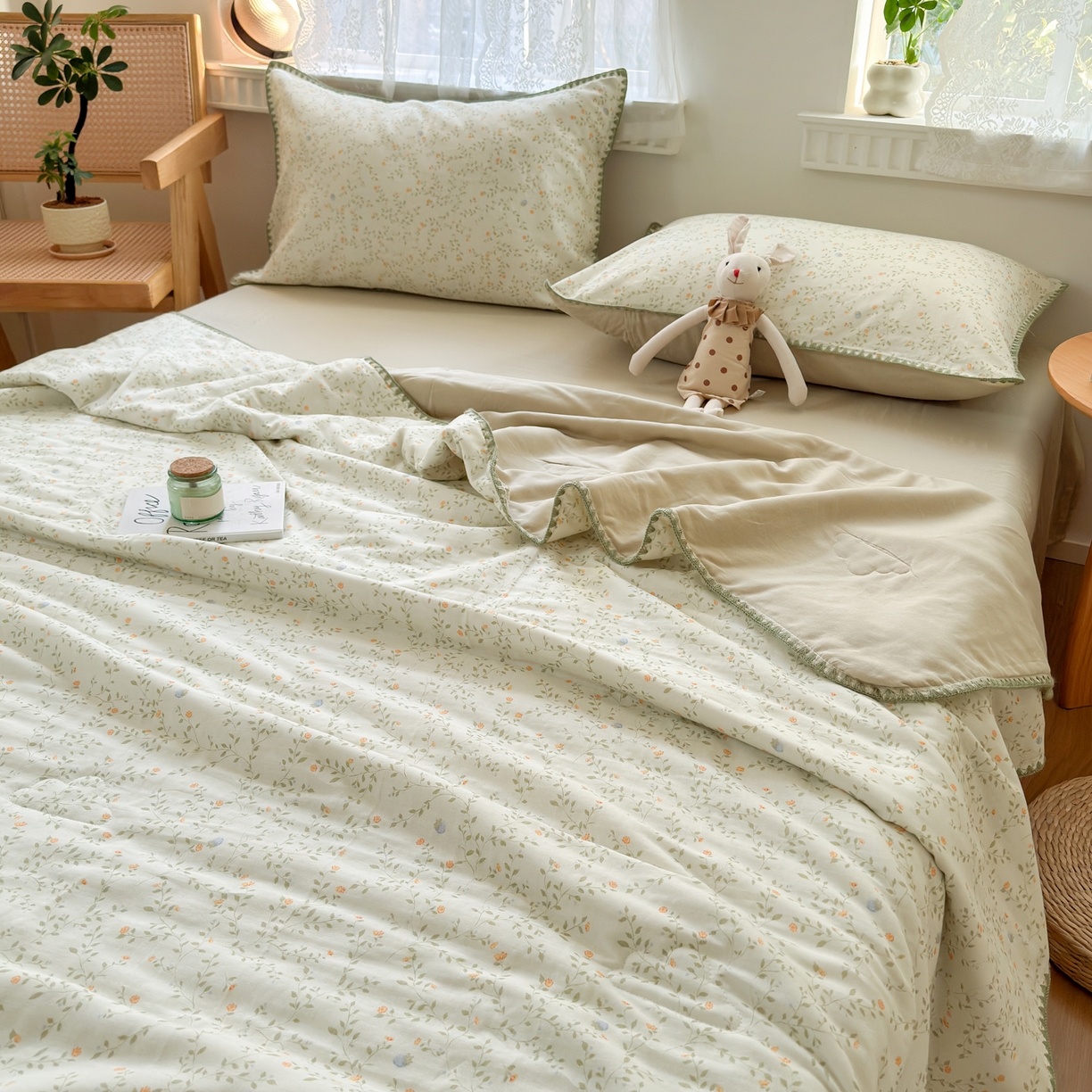 91家纺网 家纺一手货源 找家纺 雯雨家纺 2026新款全棉双层纱新疆棉花夏被空调被被子被芯 风晚