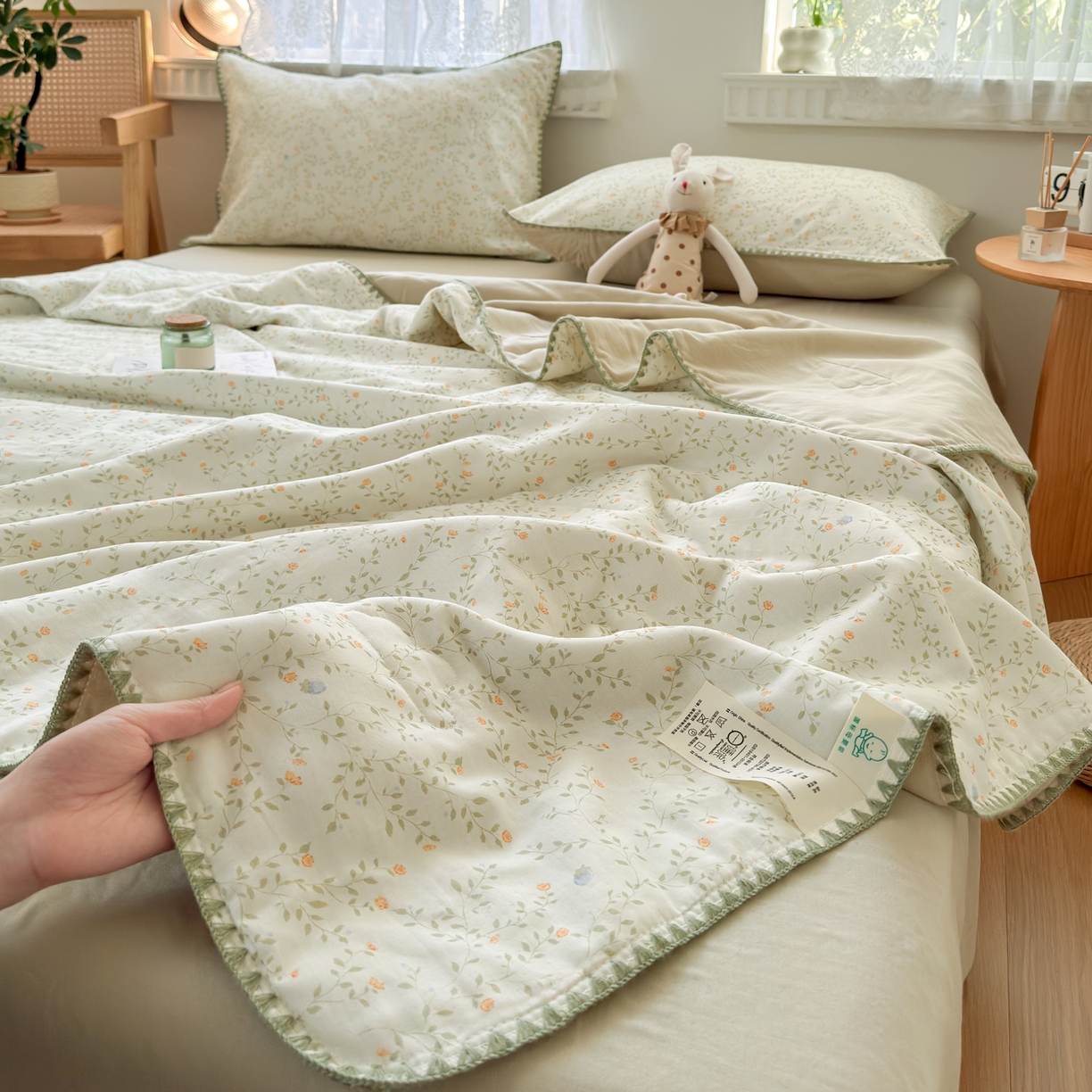 91家纺网 家纺一手货源 找家纺 雯雨家纺 2026新款全棉双层纱新疆棉花夏被空调被被子被芯 风晚