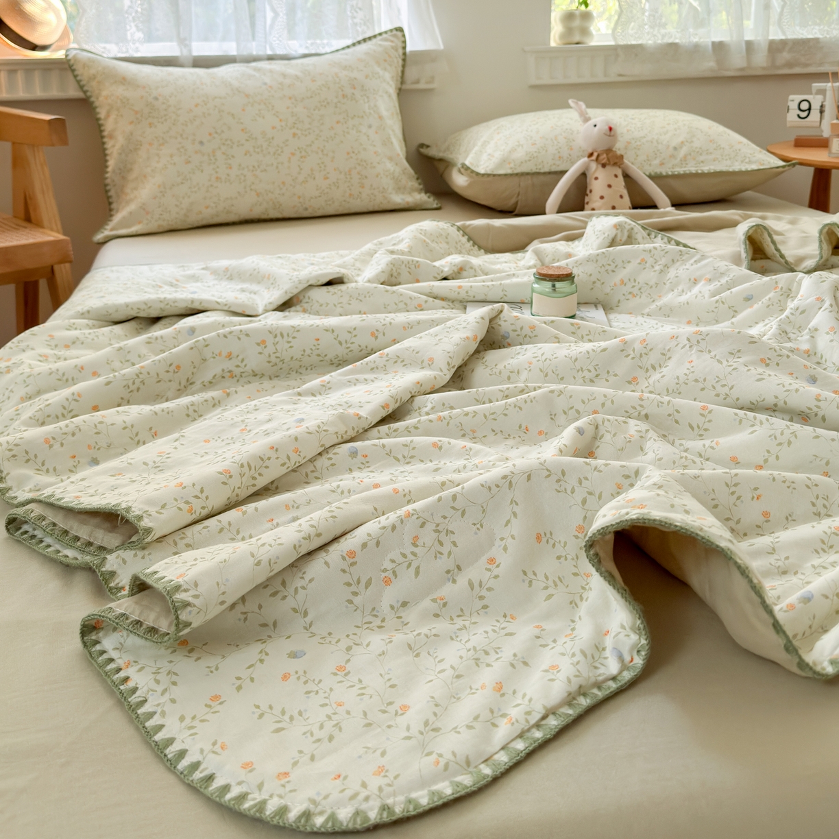 91家纺网 家纺一手货源 找家纺 雯雨家纺 2026新款全棉双层纱新疆棉花夏被空调被被子被芯 风晚