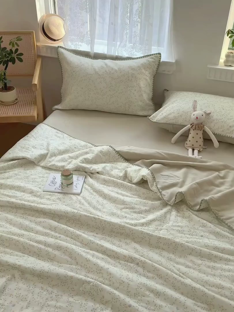 91家纺网 家纺一手货源 找家纺 雯雨家纺 2026新款全棉双层纱新疆棉花夏被空调被被子被芯 风晚