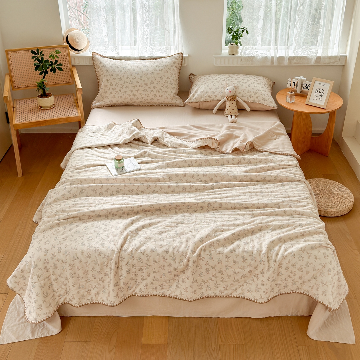 91家纺网 家纺一手货源 找家纺 雯雨家纺 2026新款全棉双层纱新疆棉花夏被空调被被子被芯 落影迷香