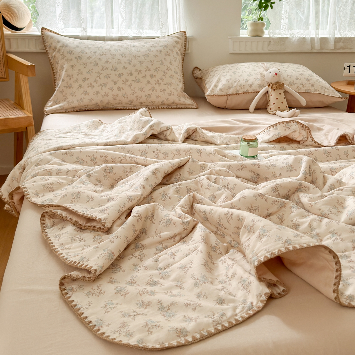 91家纺网 家纺一手货源 找家纺 雯雨家纺 2026新款全棉双层纱新疆棉花夏被空调被被子被芯 落影迷香