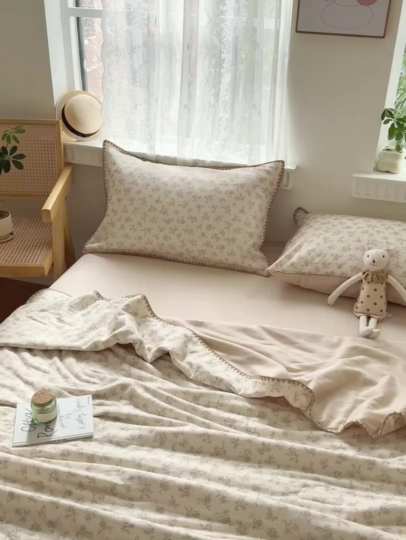 91家纺网 家纺一手货源 找家纺 雯雨家纺 2026新款全棉双层纱新疆棉花夏被空调被被子被芯 落影迷香