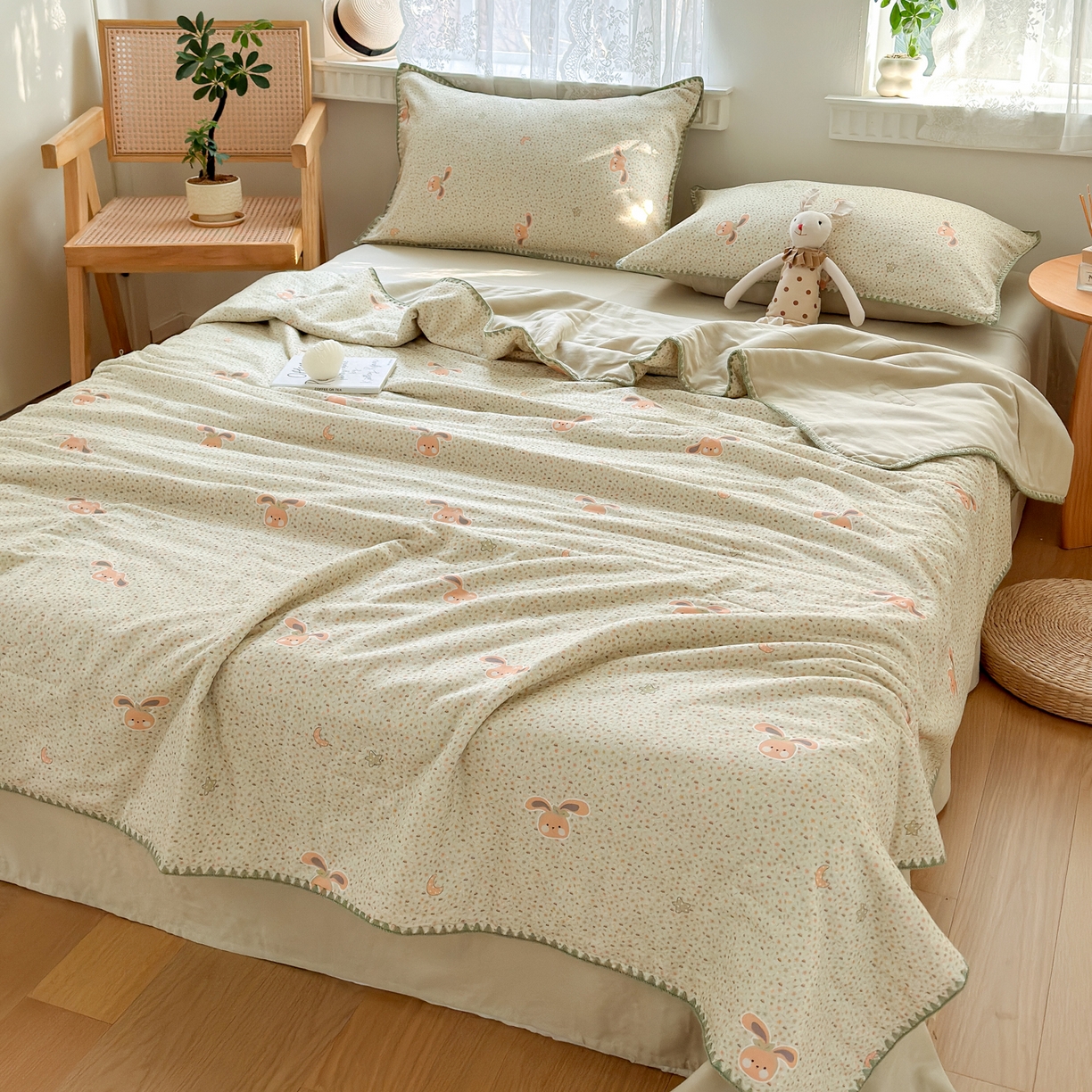 91家纺网 家纺一手货源 找家纺 雯雨家纺 2026新款全棉双层纱新疆棉花夏被空调被被子被芯 梦想小筑