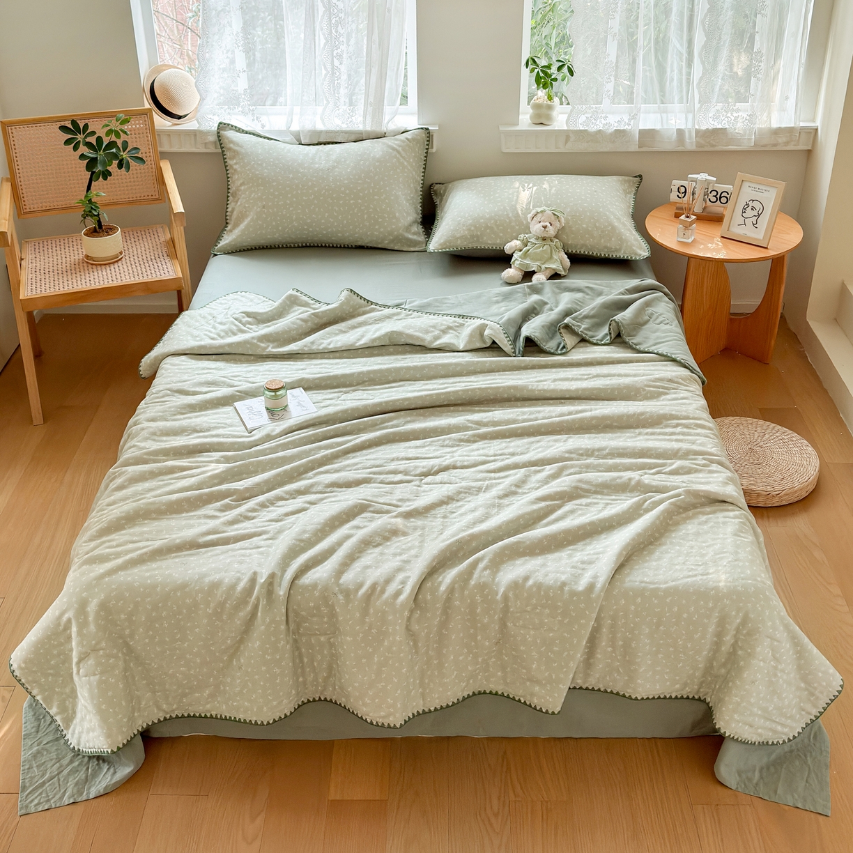 91家纺网 家纺一手货源 找家纺 雯雨家纺 2026新款全棉双层纱新疆棉花夏被空调被被子被芯 秘密花园