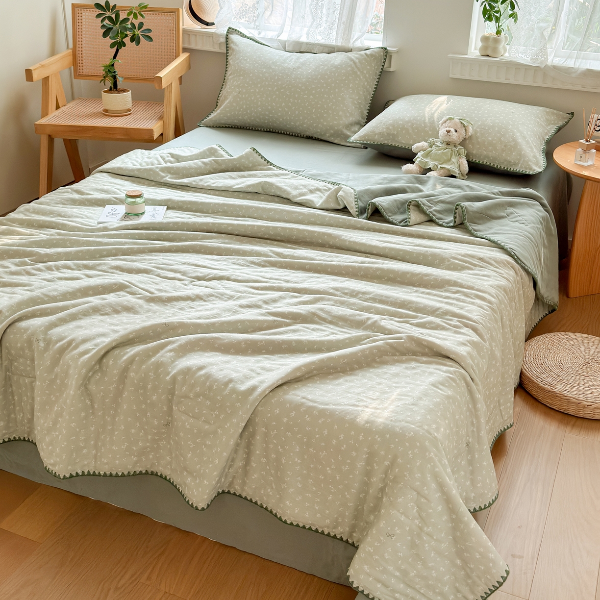 91家纺网 家纺一手货源 找家纺 雯雨家纺 2026新款全棉双层纱新疆棉花夏被空调被被子被芯 秘密花园