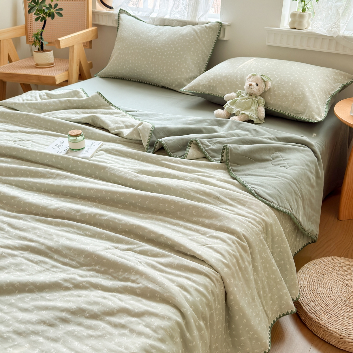 91家纺网 家纺一手货源 找家纺 雯雨家纺 2026新款全棉双层纱新疆棉花夏被空调被被子被芯 秘密花园