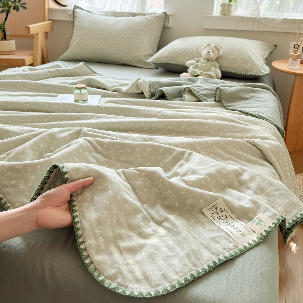 91家纺网 家纺一手货源 找家纺 雯雨家纺 2026新款全棉双层纱新疆棉花夏被空调被被子被芯 秘密花园