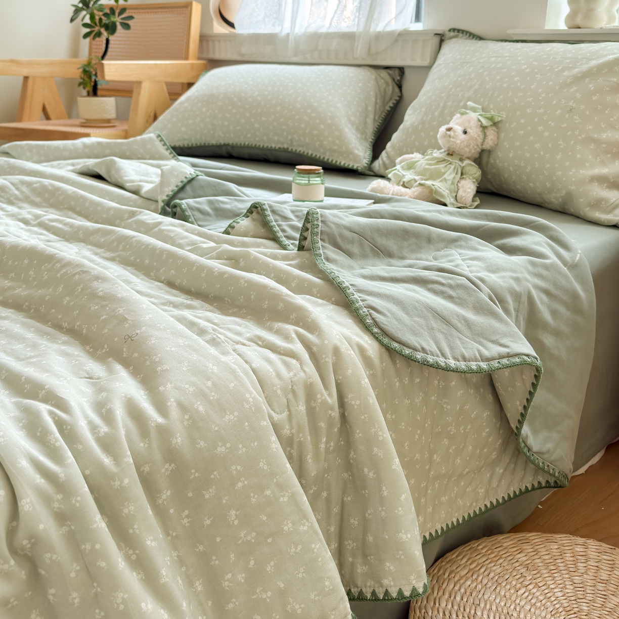 91家纺网 家纺一手货源 找家纺 雯雨家纺 2026新款全棉双层纱新疆棉花夏被空调被被子被芯 秘密花园