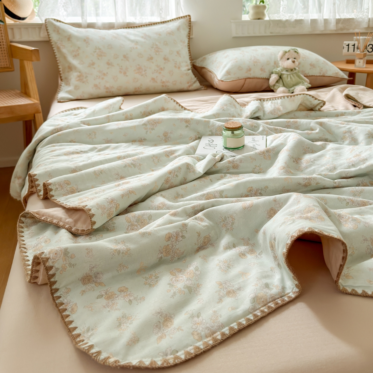 91家纺网 家纺一手货源 找家纺 雯雨家纺 2026新款全棉双层纱新疆棉花夏被空调被被子被芯 南法庄园