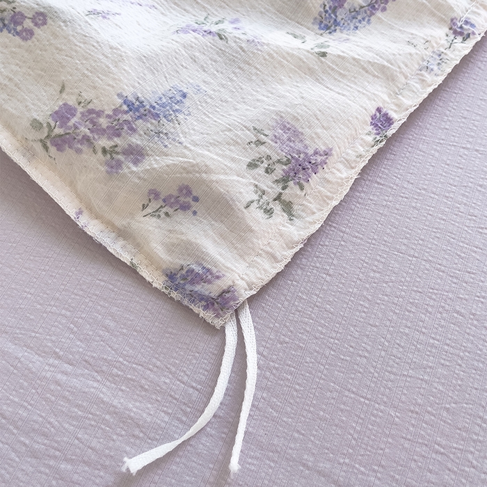 91家纺网 家纺一手货源 找家纺 绘萱家居 2026直播爆款云感皱皱纱双层纱皱皱棉花边四件套印花水洗棉 薰衣草