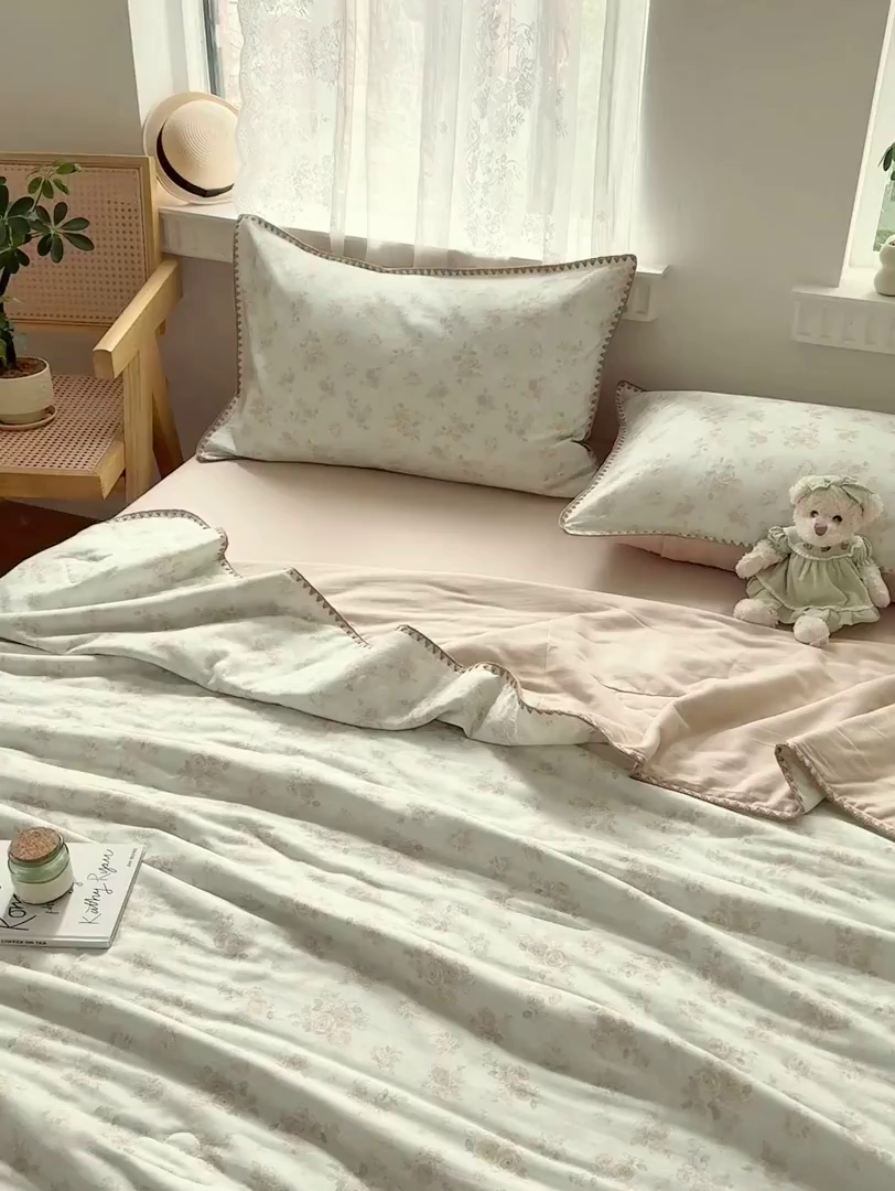 91家纺网 家纺一手货源 找家纺 雯雨家纺 2026新款全棉双层纱新疆棉花夏被空调被被子被芯 南法庄园