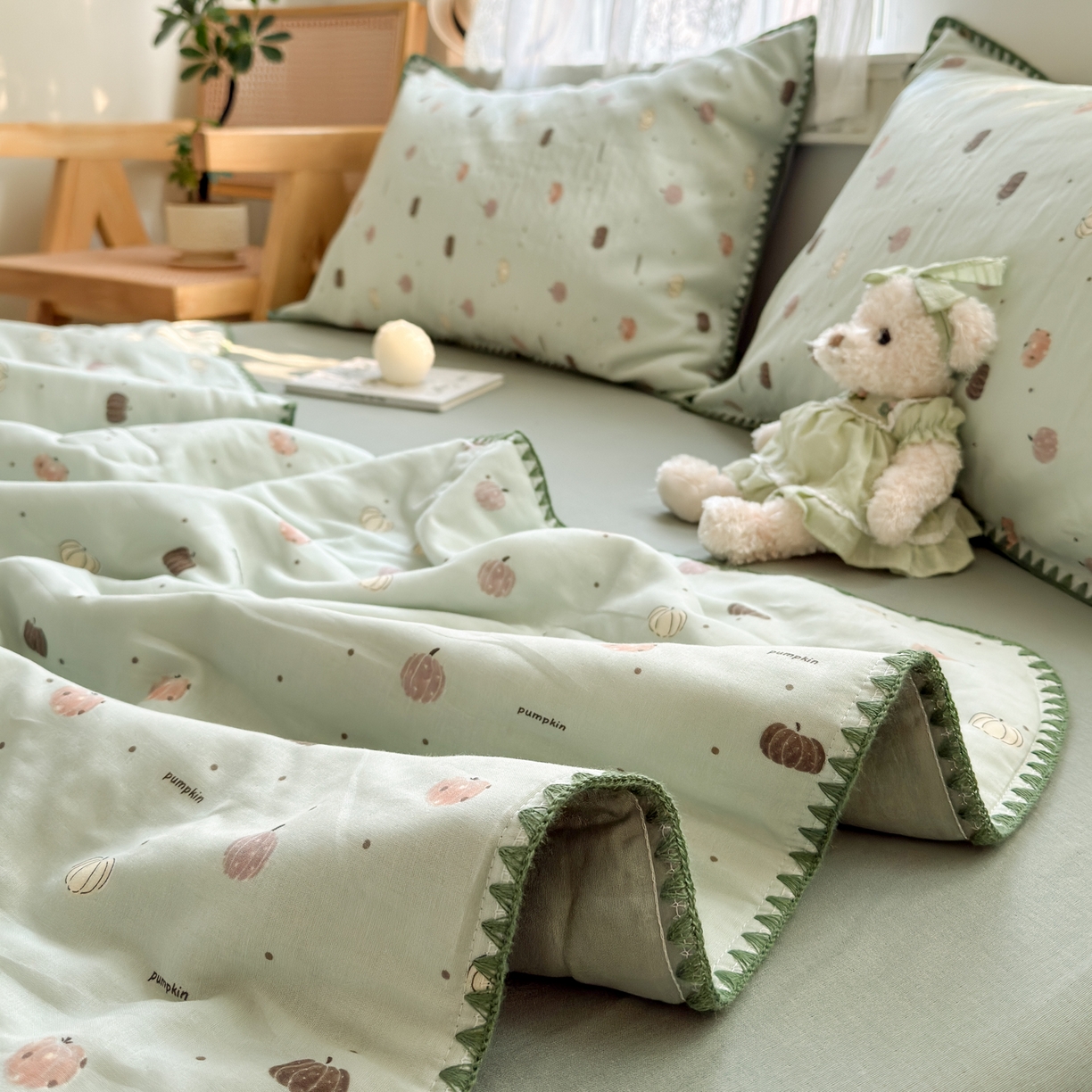 91家纺网 家纺一手货源 找家纺 雯雨家纺 2026新款全棉双层纱新疆棉花夏被空调被被子被芯 南语-绿