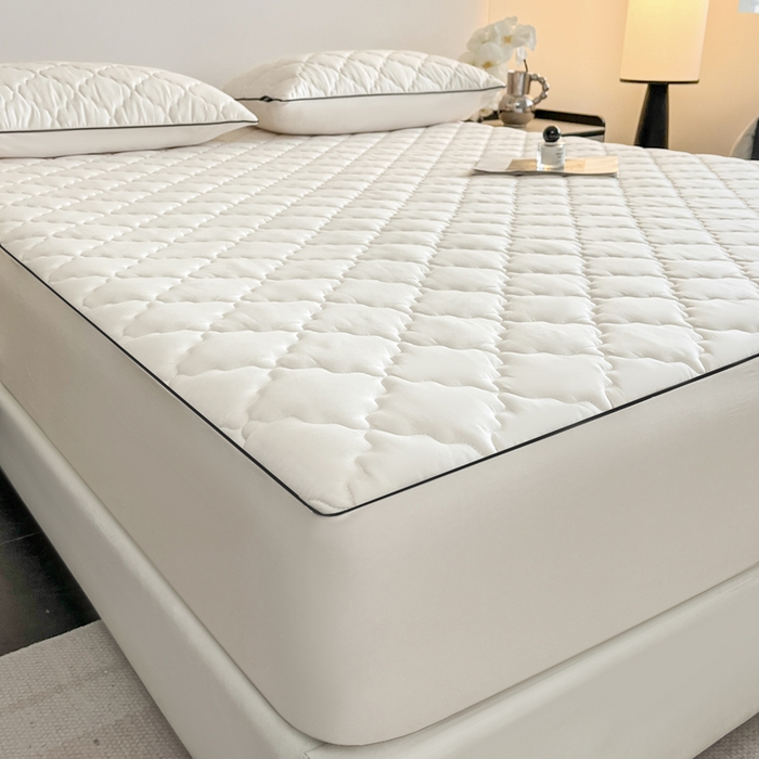 91家纺网 家纺一手货源 找家纺 卡姿家纺 2026中科院抗菌防螨全棉床笠席梦思床垫保护套 劳伦-白