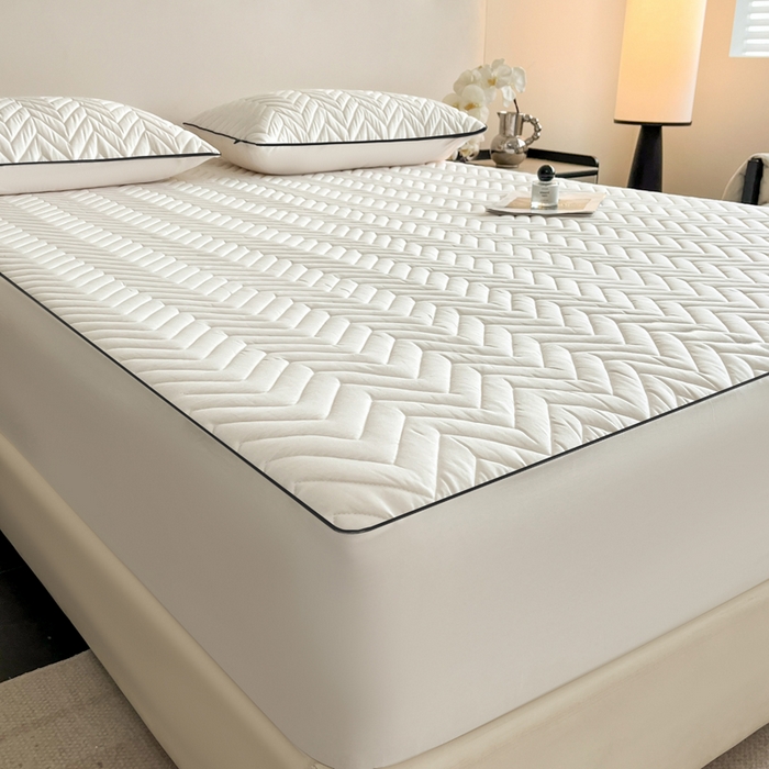 91家纺网 家纺一手货源 找家纺 卡姿家纺 2026中科院抗菌防螨全棉床笠席梦思床垫保护套 玛瑞-白