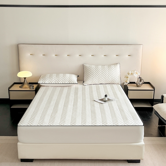 91家纺网 家纺一手货源 找家纺 卡姿家纺 2026中科院抗菌防螨全棉床笠席梦思床垫保护套 玛瑞-白