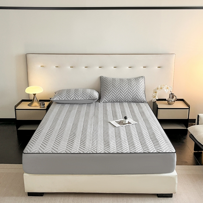 91家纺网 家纺一手货源 找家纺 卡姿家纺 2026中科院抗菌防螨全棉床笠席梦思床垫保护套 玛瑞-灰