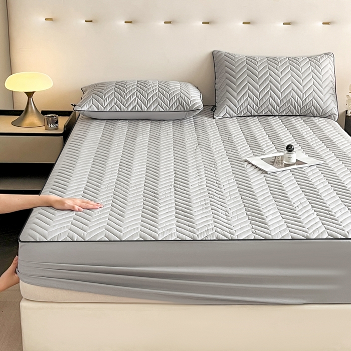 91家纺网 家纺一手货源 找家纺 卡姿家纺 2026中科院抗菌防螨全棉床笠席梦思床垫保护套 玛瑞-灰