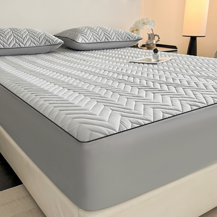 91家纺网 家纺一手货源 找家纺 卡姿家纺 2026中科院抗菌防螨全棉床笠席梦思床垫保护套 玛瑞-灰