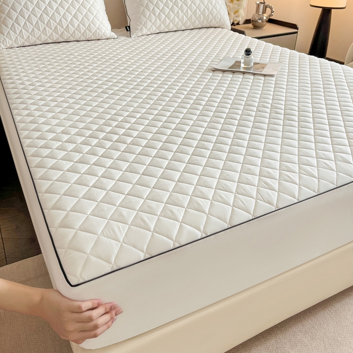 91家纺网 家纺一手货源 找家纺 卡姿家纺 2026中科院抗菌防螨全棉床笠席梦思床垫保护套 凯拉-白