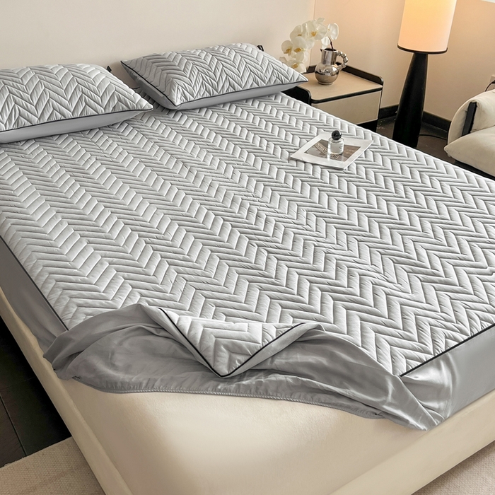 91家纺网 家纺一手货源 找家纺 卡姿家纺 2026中科院抗菌防螨全棉床笠席梦思床垫保护套 玛瑞-灰