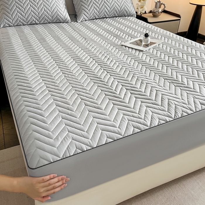 91家纺网 家纺一手货源 找家纺 卡姿家纺 2026中科院抗菌防螨全棉床笠席梦思床垫保护套 玛瑞-灰