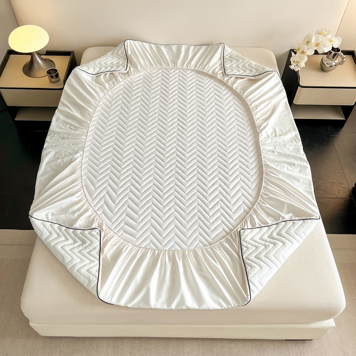 91家纺网 家纺一手货源 找家纺 卡姿家纺 2026中科院抗菌防螨全棉床笠席梦思床垫保护套 玛瑞-白