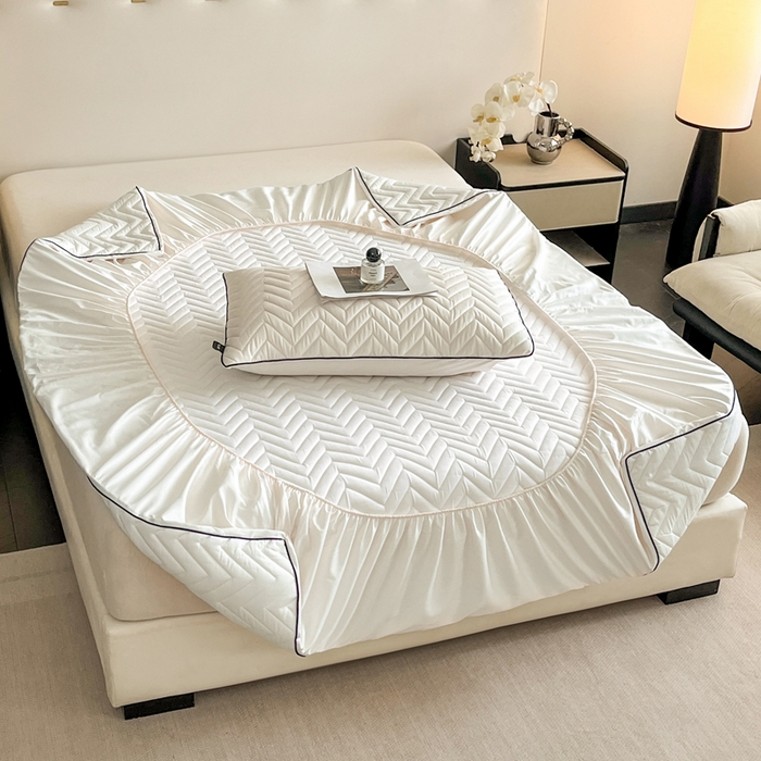 91家纺网 家纺一手货源 找家纺 卡姿家纺 2026中科院抗菌防螨全棉床笠席梦思床垫保护套 玛瑞-白