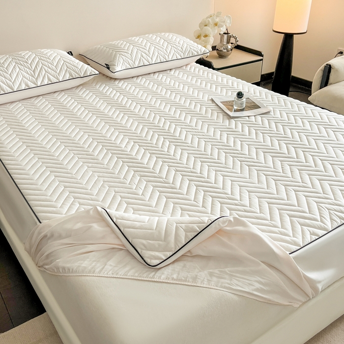 91家纺网 家纺一手货源 找家纺 卡姿家纺 2026中科院抗菌防螨全棉床笠席梦思床垫保护套 玛瑞-白