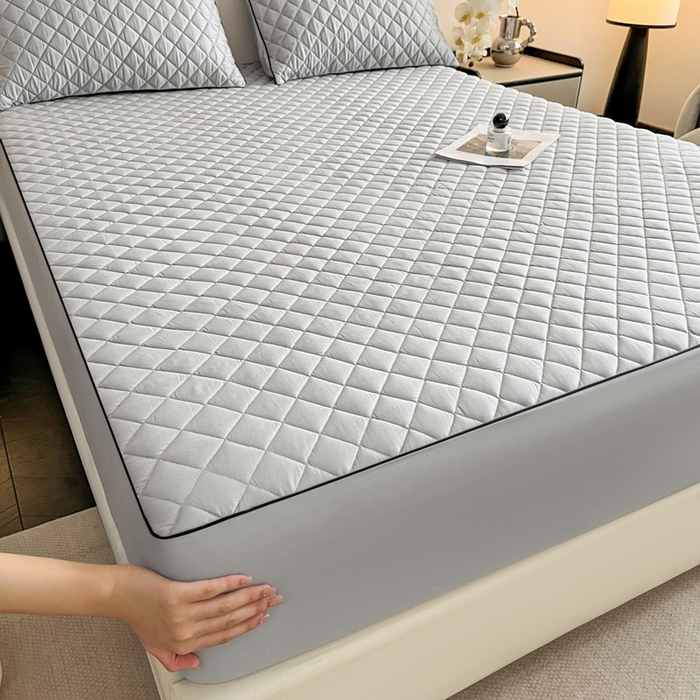 91家纺网 家纺一手货源 找家纺 卡姿家纺 2026中科院抗菌防螨全棉床笠席梦思床垫保护套 凯拉-灰