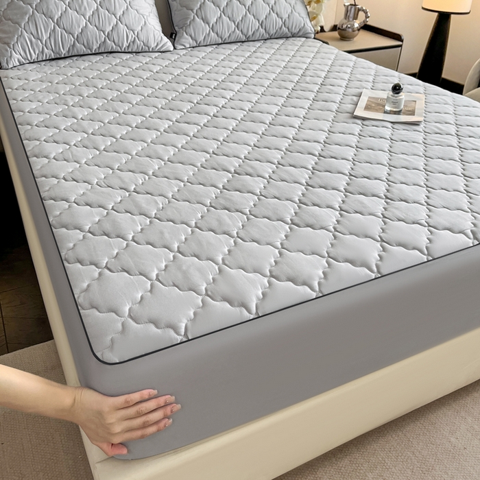 91家纺网 家纺一手货源 找家纺 卡姿家纺 2026中科院抗菌防螨全棉床笠席梦思床垫保护套 劳伦-灰