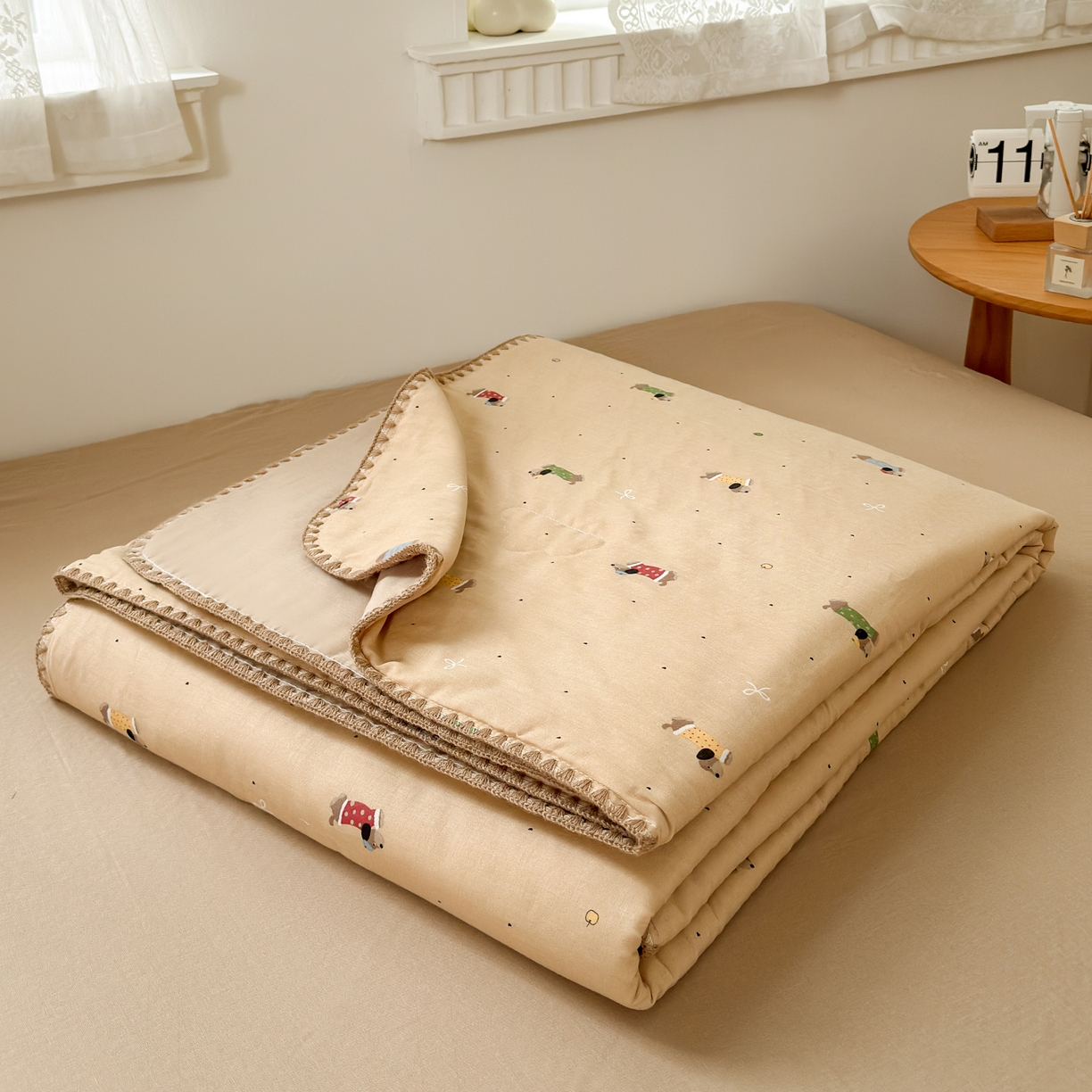 91家纺网 家纺一手货源 找家纺 雯雨家纺 2026新款全棉双层纱新疆棉花夏被空调被被子被芯 皮皮狗