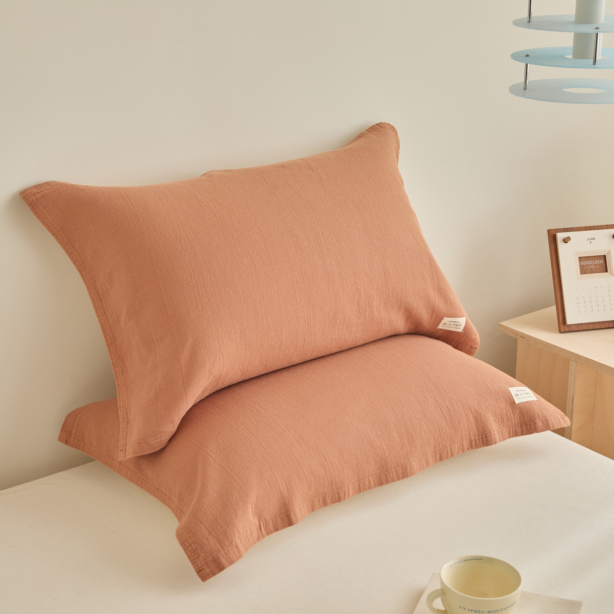 （总）百寐 2026全棉纯棉枕巾50*80纯棉简约棉麻透气枕巾大小枕芯通用